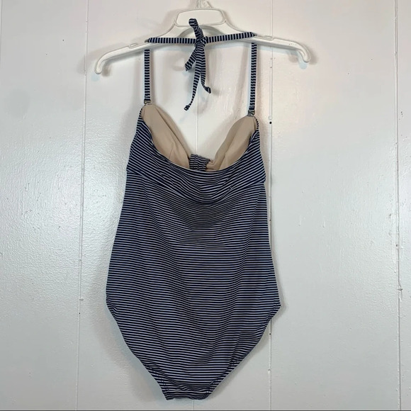 Merona Striped Nautical Coastal One Piece Swimsuit Convertible Blue White - Picture 5 of 7